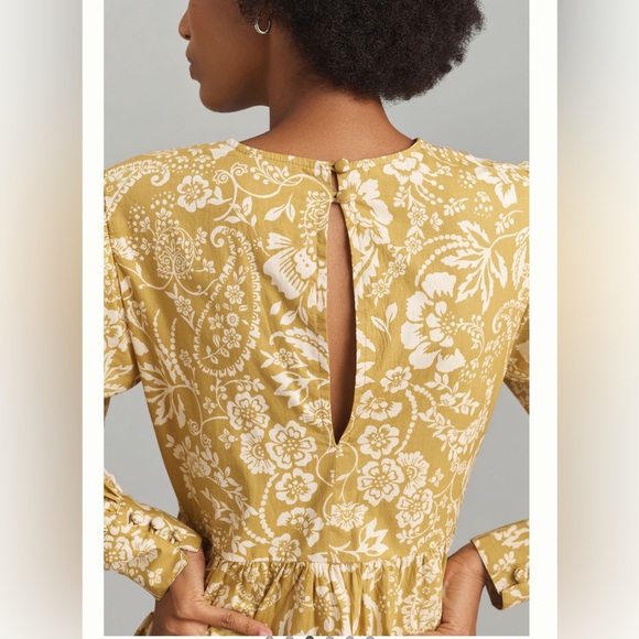 Maeve by Anthropologie long sleeve V-neck ruffle Mini dress Medium summer dress - Picture 14 of 14